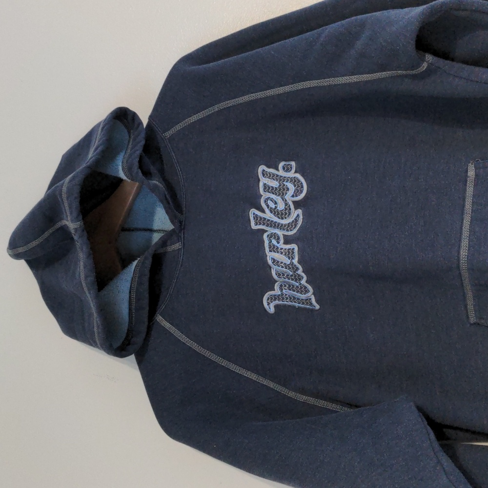Hurley Hoodie Pocket Woman's Large Blue Patch Logo Cotton Blend Mid Weight